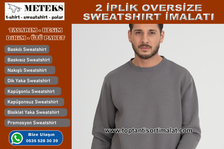 İki İplik Bisiklet Yaka Sweatshirt İmalatı