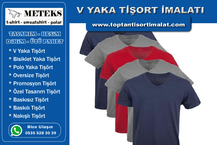 V Yaka Tişört İmalatı